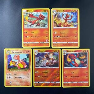 5 Card Charmeleon Lot Pokemon TCG 8/68 009/078 10/108 19/147 024/185